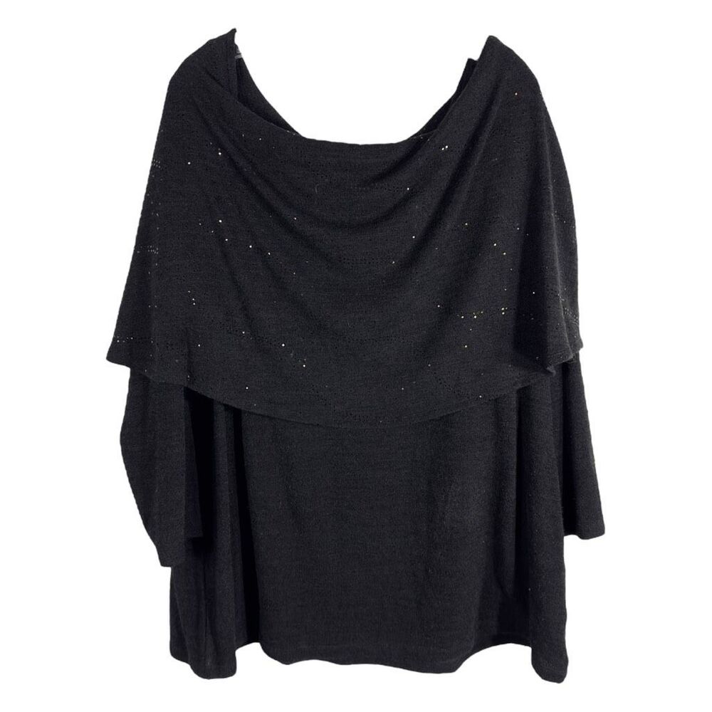 Jaclyn Smith Plus Size 3X Sweater Off Shoulder Gray Sequins Knit Long Sleeve 342